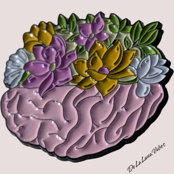 3/$12 Healthy Mind Flourishes Enamel Pin. - Picture 2 of 3